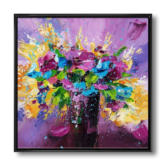 Designart - Bright Bouquet Of Spring Flowers On Purple Background